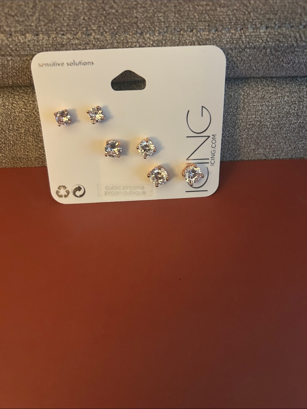 Icing Rose Gold and Clear Cubic Zirconia Stud Earring Set - 3 Pairs